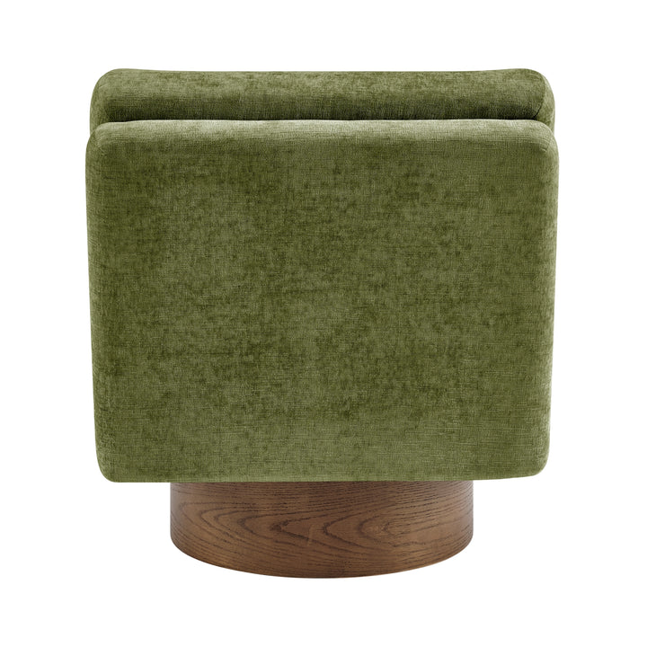 Zenda Chenille Swivel Accent Chair with Wooden Base - Millburry Green - view 5