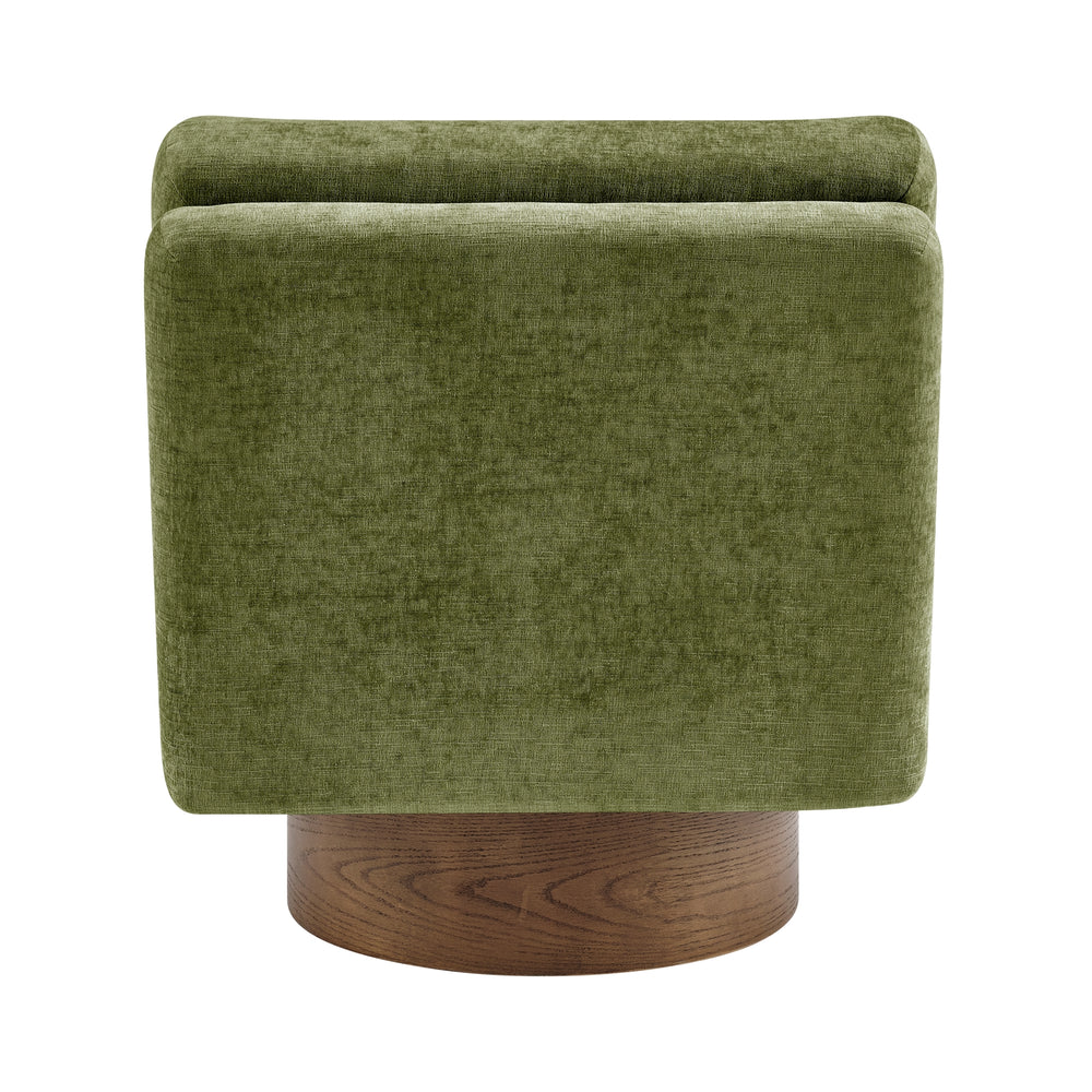 Zenda Chenille Swivel Accent Chair with Wooden Base - Millburry Green - view 5
