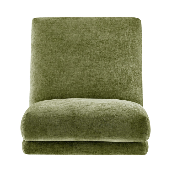 Zenda Chenille Swivel Accent Chair with Wooden Base - Millburry Green - view 7