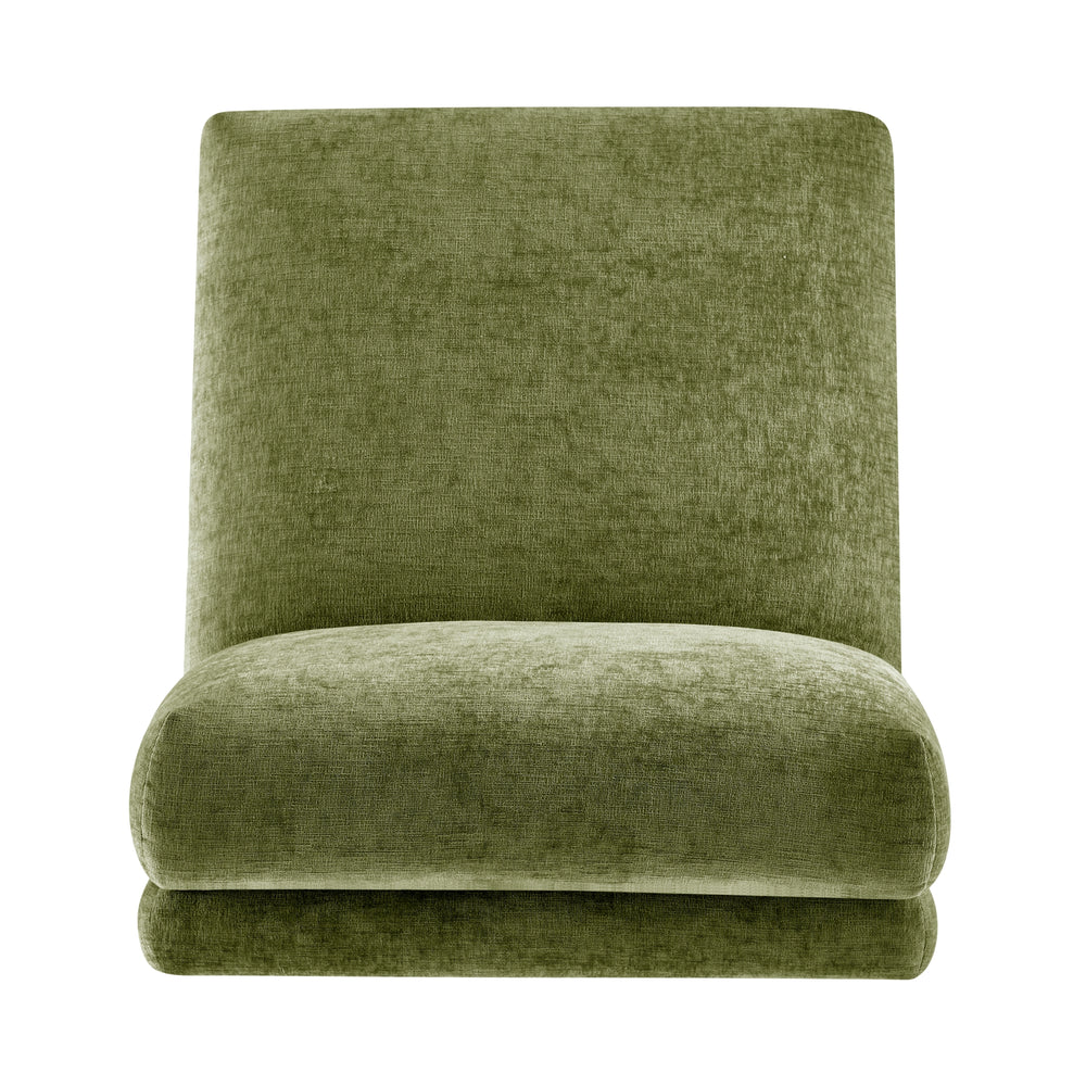 Zenda Chenille Swivel Accent Chair with Wooden Base - Millburry Green - view 7