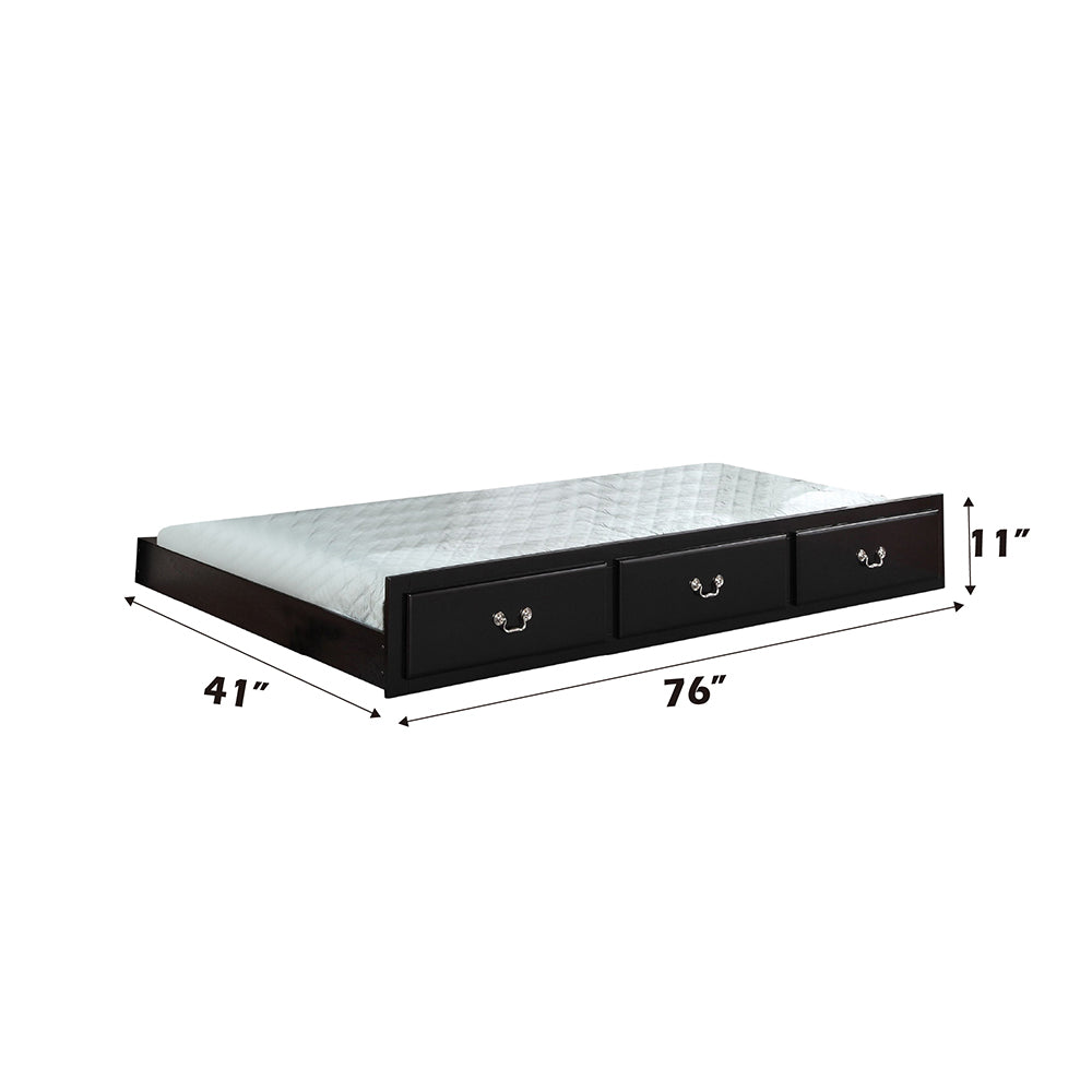Bailee Trundle (Twin) in Black Finish - dimensions