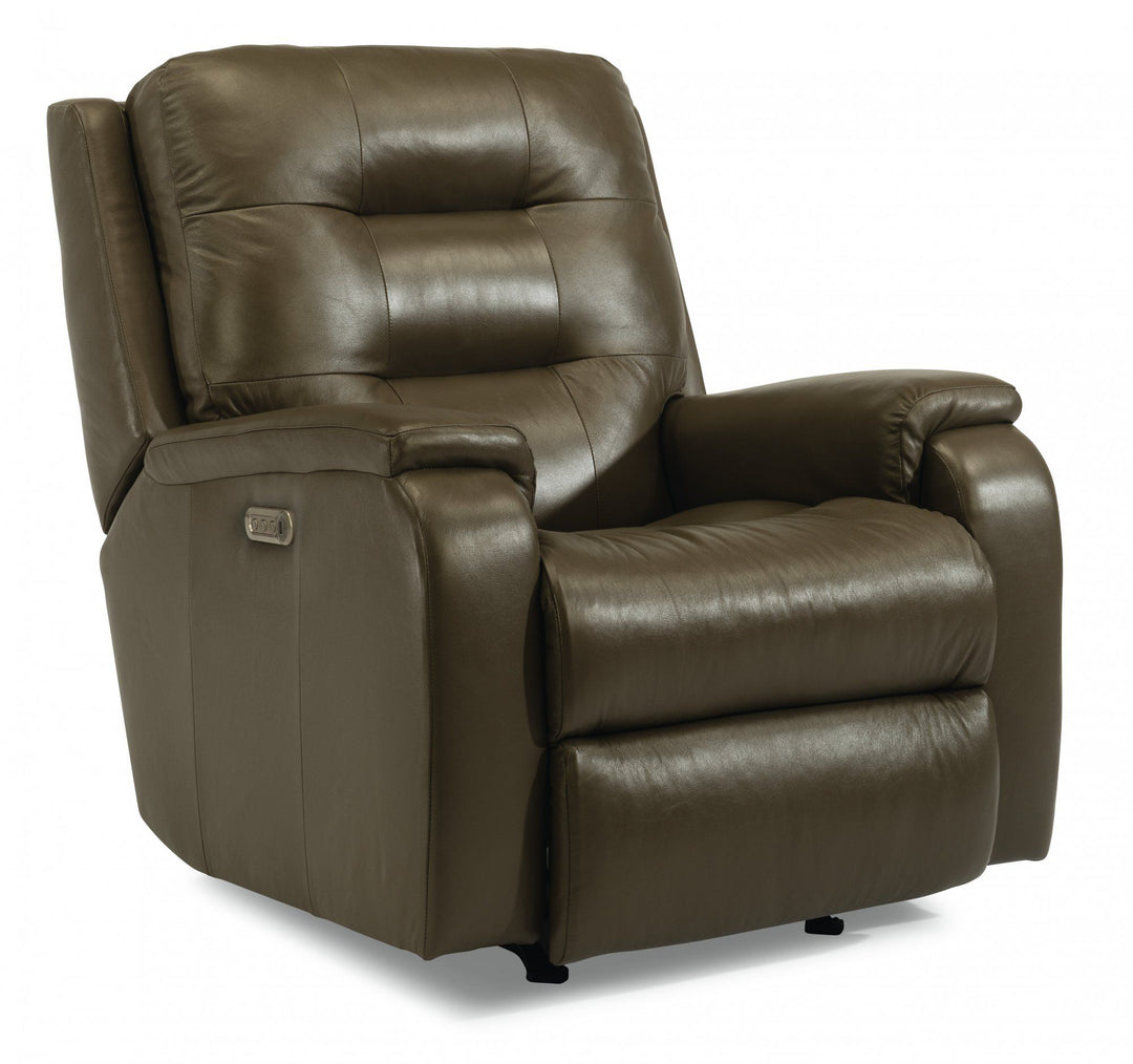 Flexsteel 3810-50L Arlo  Leather Power Recliner, Power Headrest & Lumbar  Dark Brown