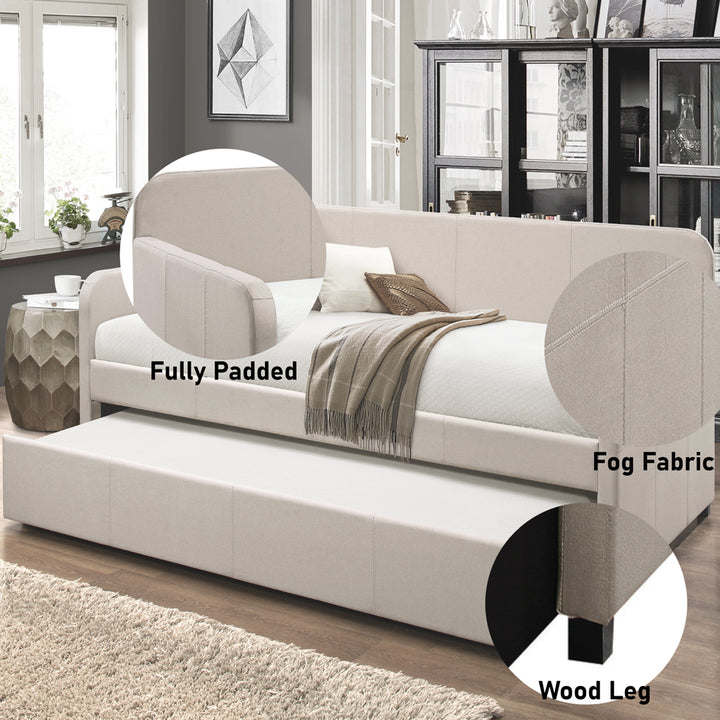 Jagger Daybed with Trundle (Twin) in Fog Linen - features