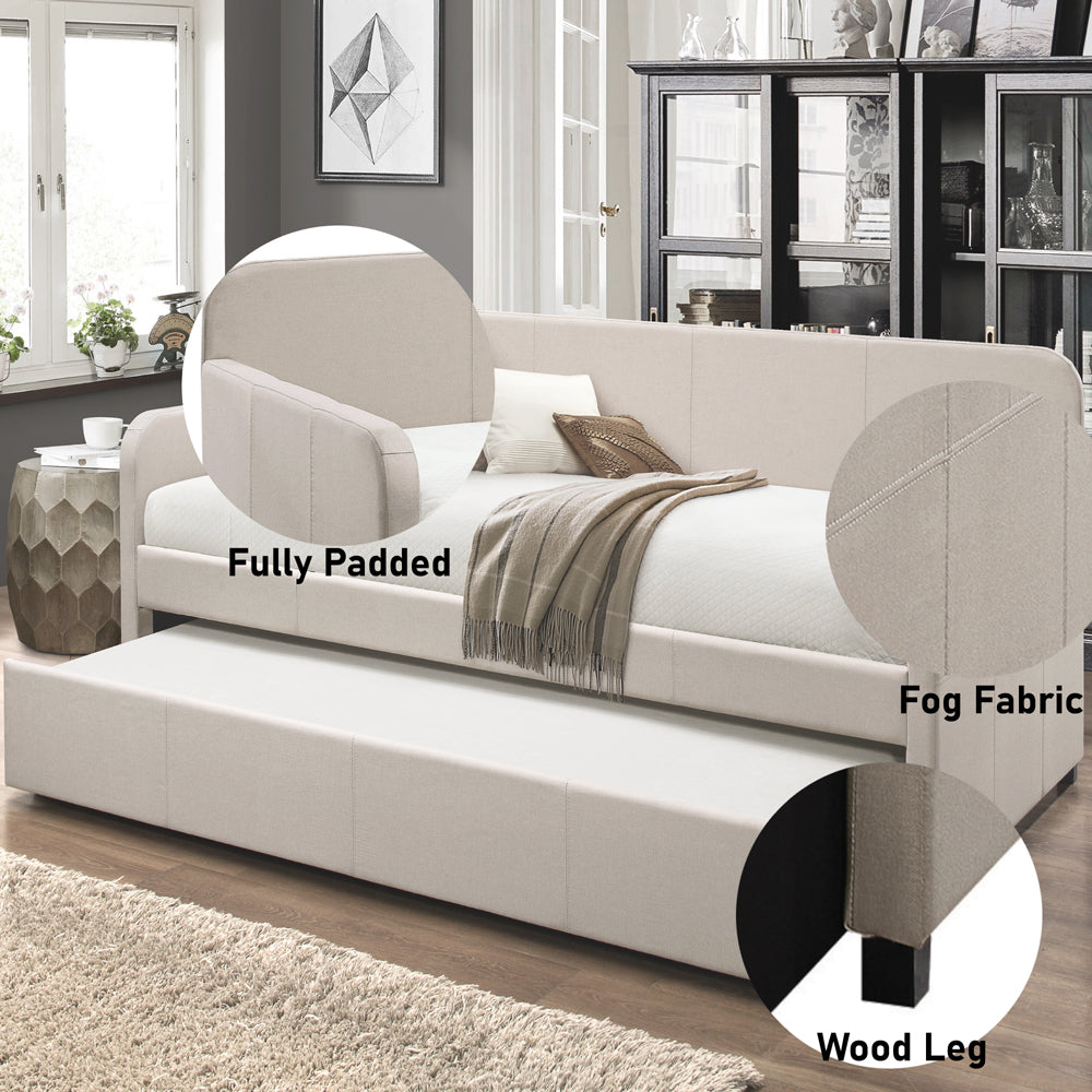 Jagger Daybed with Trundle (Twin) in Fog Linen - features