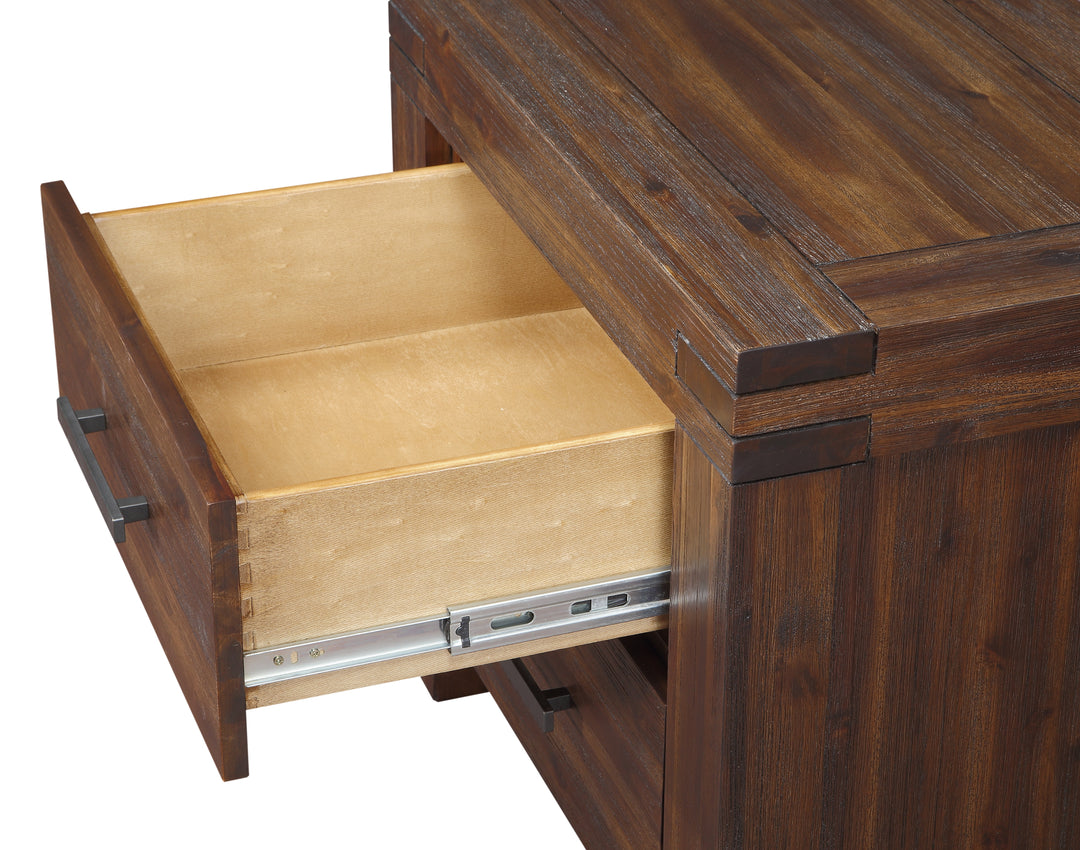 Modus Furniture 3F4181 Meadow Two Drawer Solid Wood Nightstand In Brick Brown