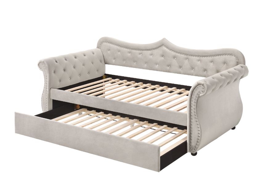 Adkins Daybed with Trundle (Twin) in Beige Linen