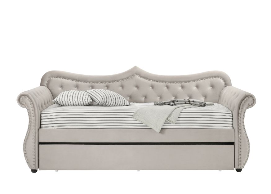 Adkins Daybed with Trundle (Twin) in Beige Linen