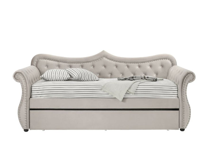 Adkins Daybed with Trundle (Twin) in Beige Linen