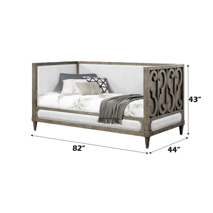 Artesia Daybed (Twin) in Tan Fabric &amp; Salvaged Natural - dimensions