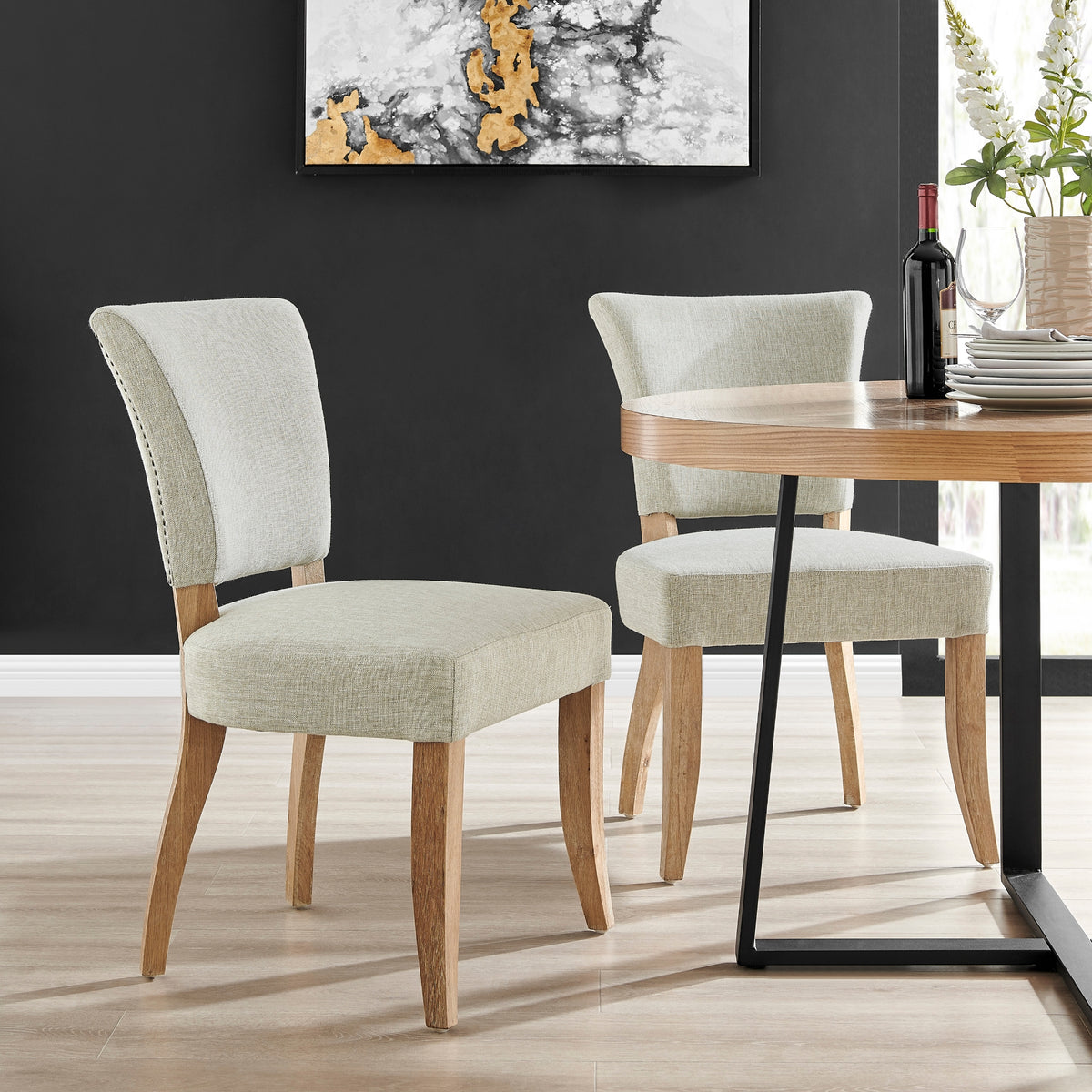 Austin Fabric Dining Side Chair - Rice - view 3