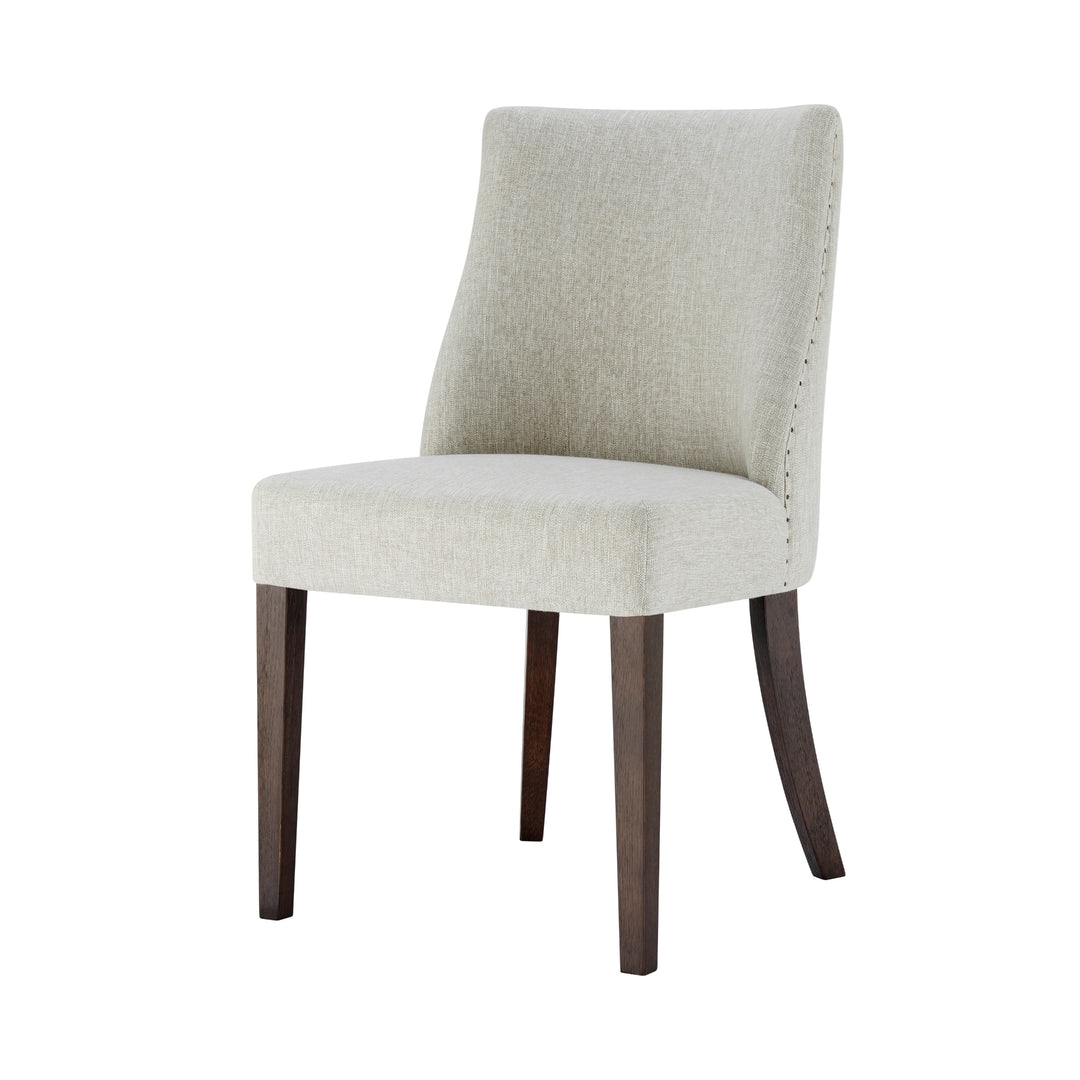 New Paris Fabric Dining Side Chair Dark Brown Legs - Rice