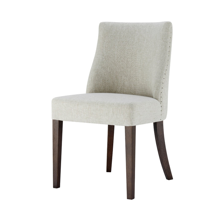 New Paris Fabric Dining Side Chair Dark Brown Legs - Rice