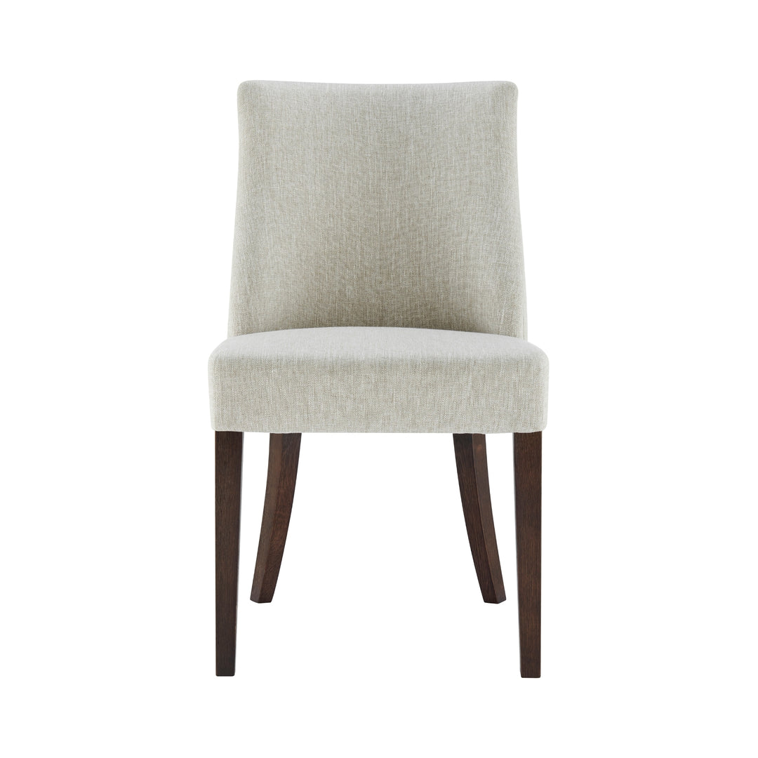 New Paris Fabric Dining Side Chair Dark Brown Legs - Rice - view 4