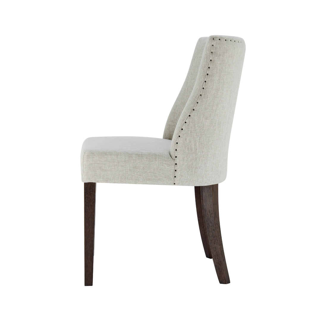 New Paris Fabric Dining Side Chair Dark Brown Legs - Rice - view 5