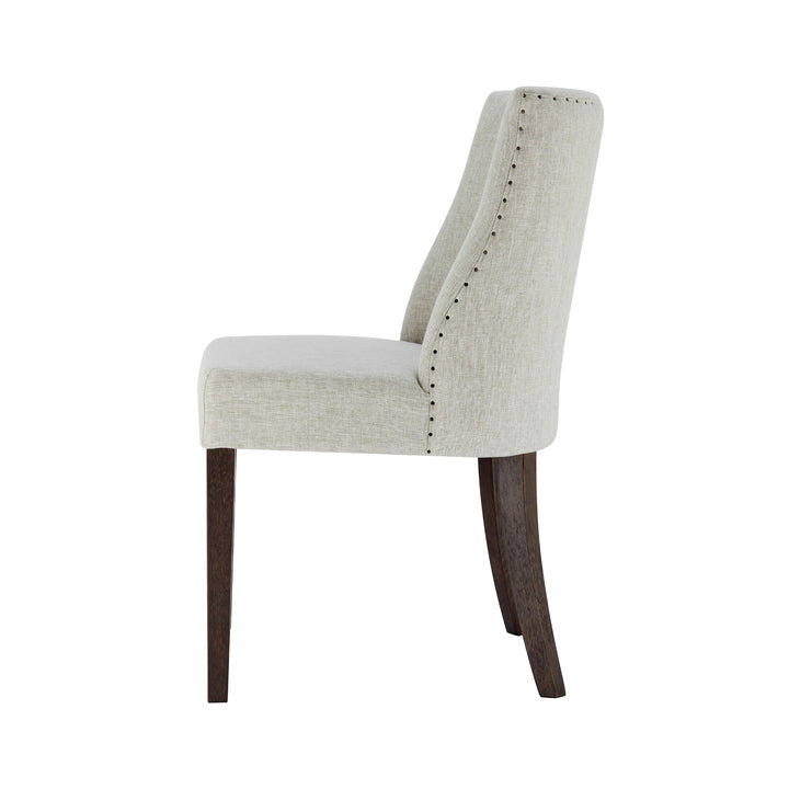 New Paris Fabric Dining Side Chair Dark Brown Legs - Rice - view 5