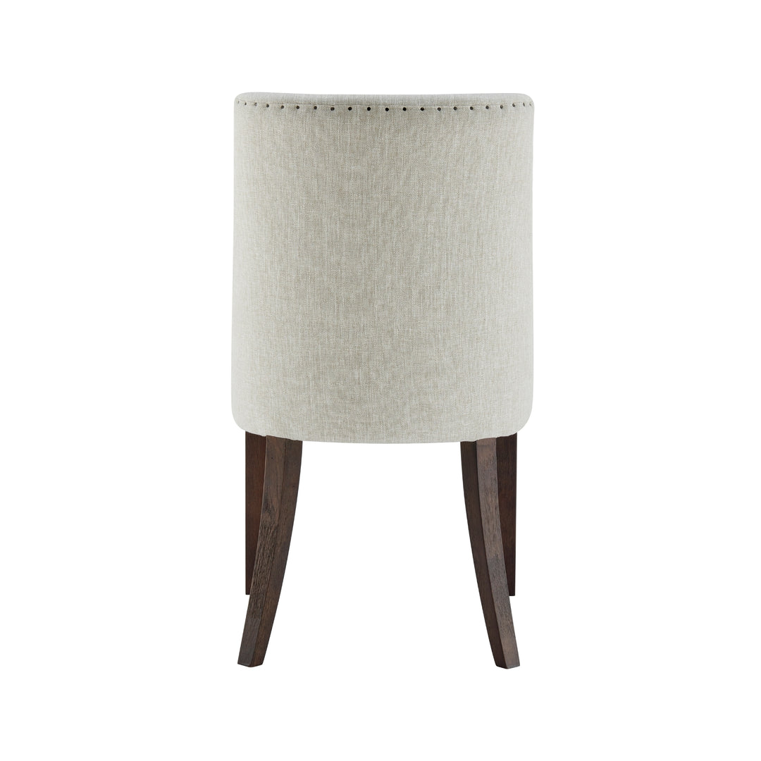 New Paris Fabric Dining Side Chair Dark Brown Legs - Rice - view 6