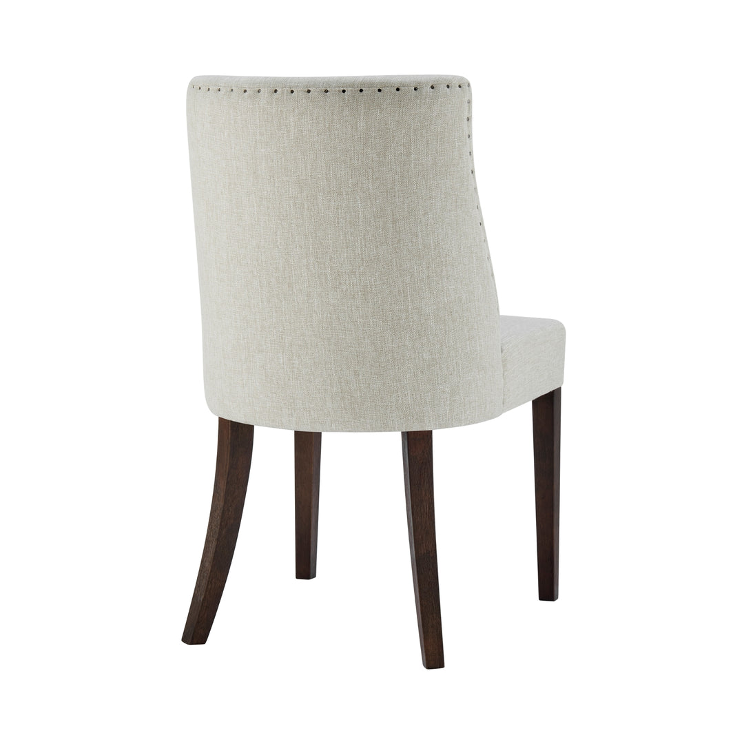 New Paris Fabric Dining Side Chair Dark Brown Legs - Rice - view 7