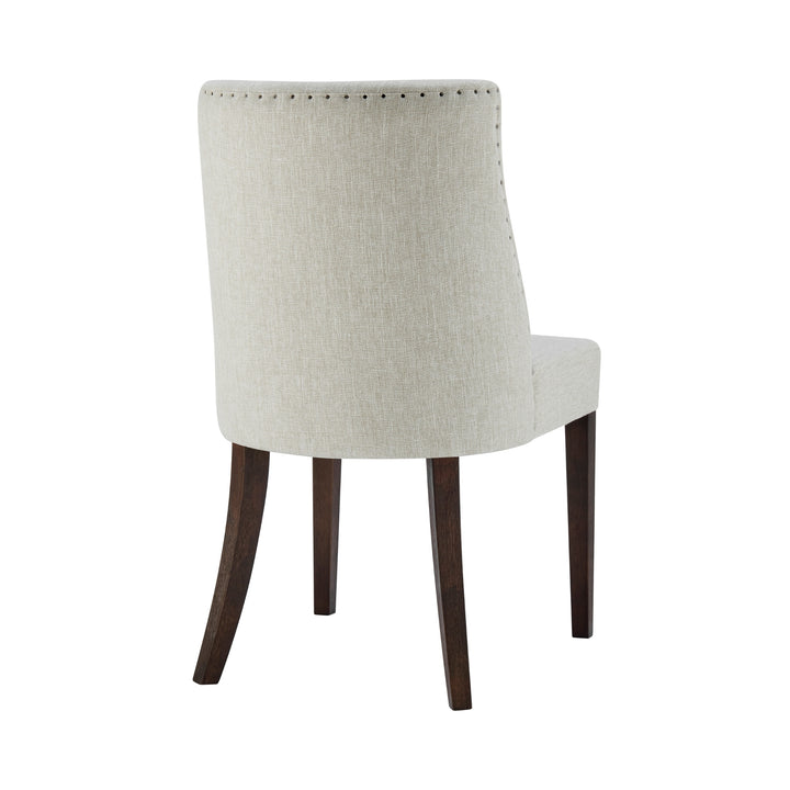 New Paris Fabric Dining Side Chair Dark Brown Legs - Rice - view 7