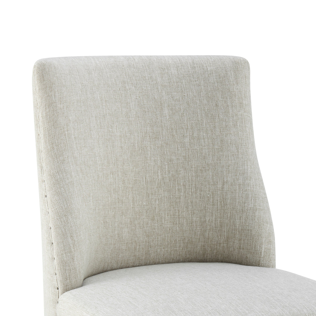 New Paris Fabric Dining Side Chair Dark Brown Legs - Rice - view 9