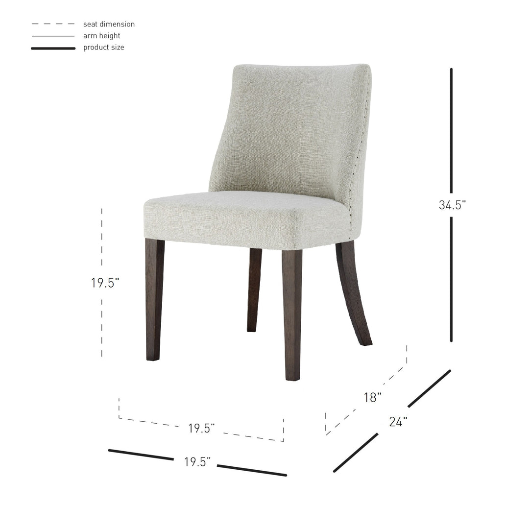 New Paris Fabric Dining Side Chair Dark Brown Legs - Rice - view 2