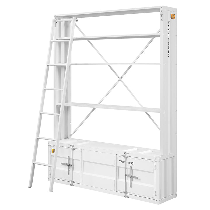 Cargo Bookcase with Ladder in White