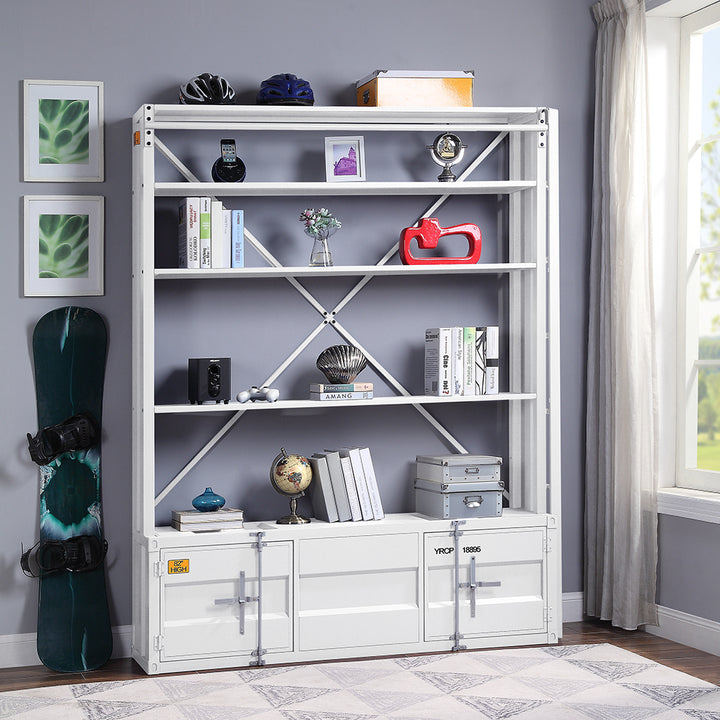 Cargo Bookcase with Ladder in White