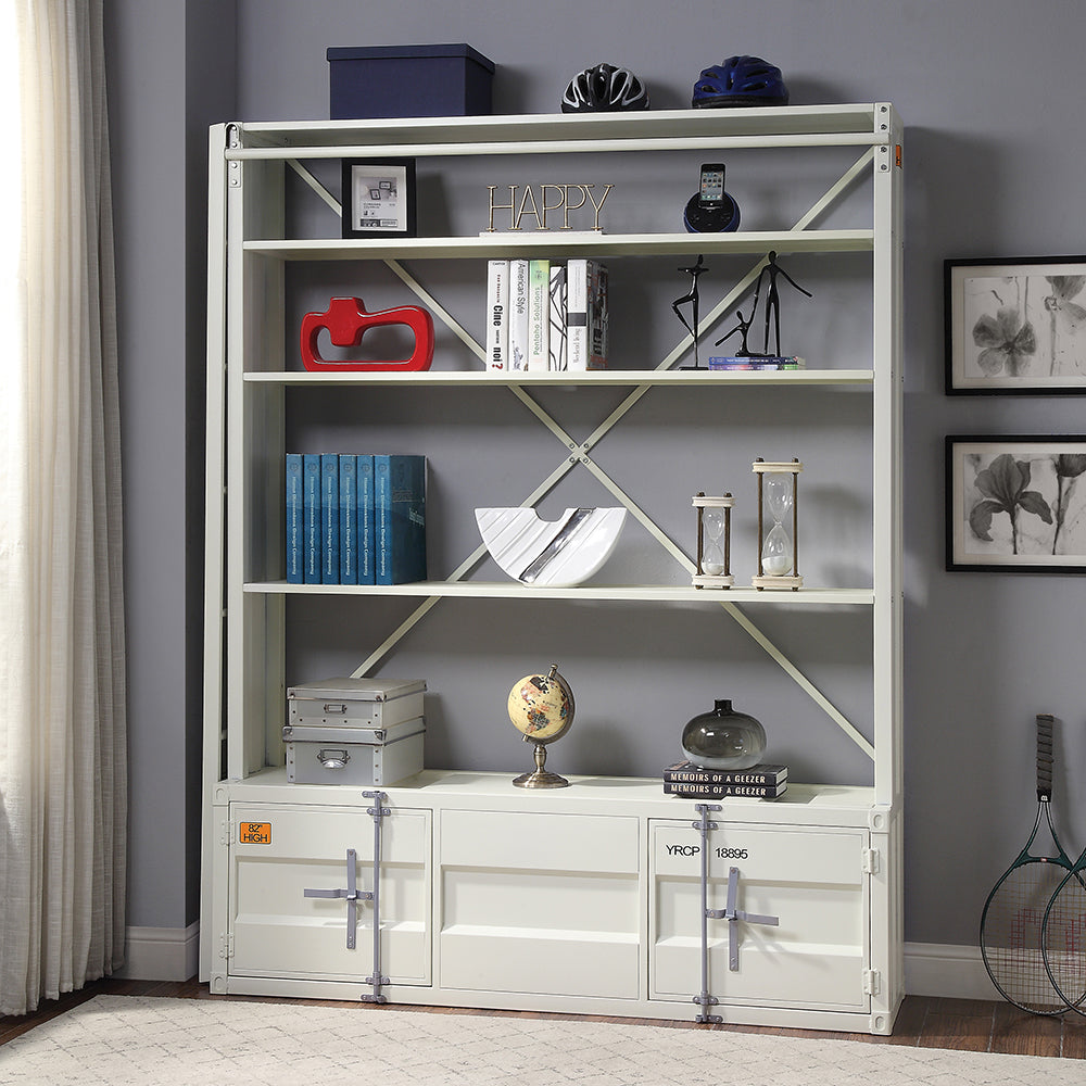 Cargo Bookcase with Ladder in White