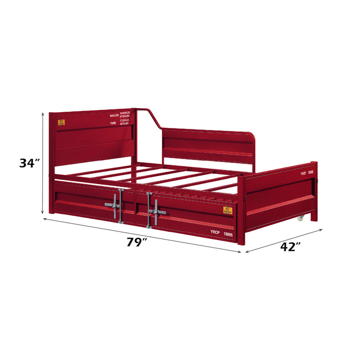 Cargo Daybed with Trundle (Twin) in Red - dimensions