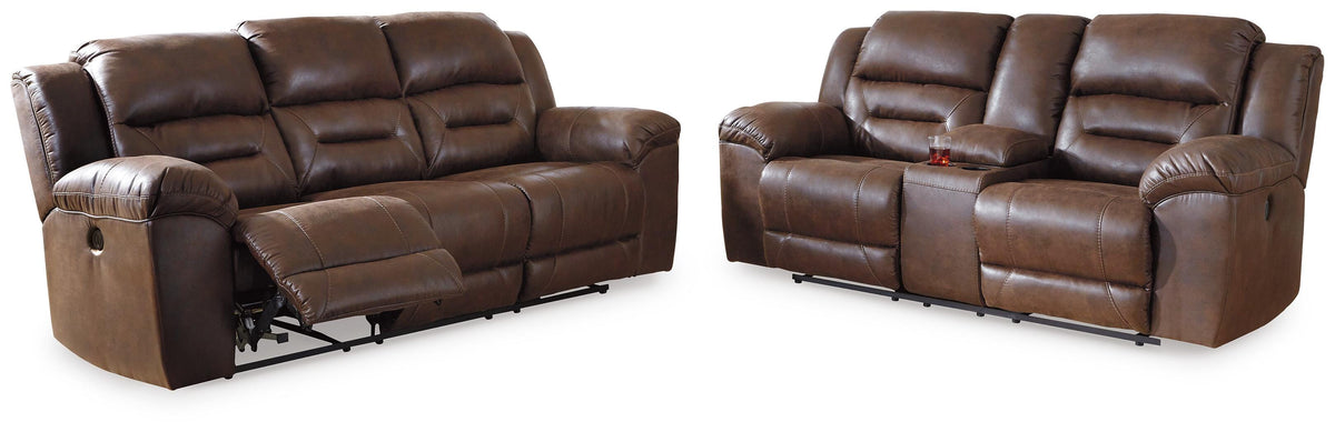 Stoneland Power Reclining Sofa and Loveseat - Chocolate (2)