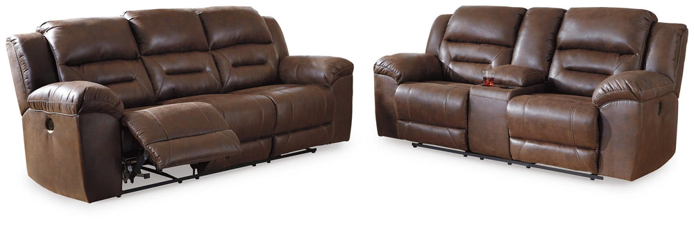 Stoneland Power Reclining Sofa and Loveseat - Chocolate (2)