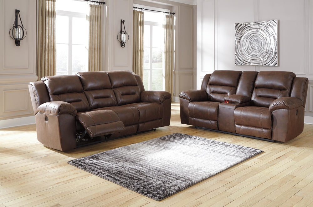 Stoneland Reclining Loveseat with Console - Dark Brown (7)