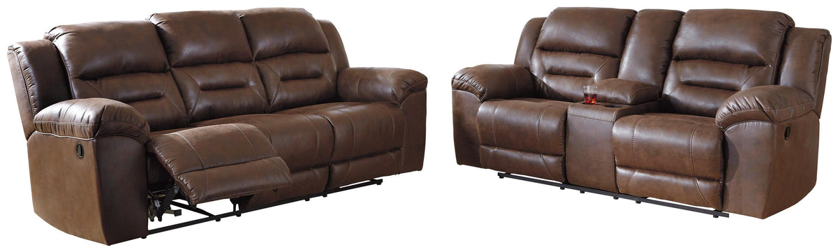 Stoneland Reclining Sofa and Loveseat - Chocolate (1)