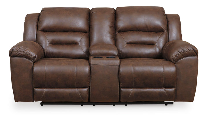 Stoneland Reclining Loveseat with Console - Dark Brown (1)