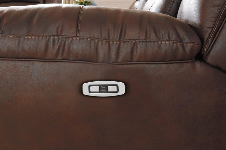 Stoneland Power Reclining Loveseat with Console - Dark Brown (7)