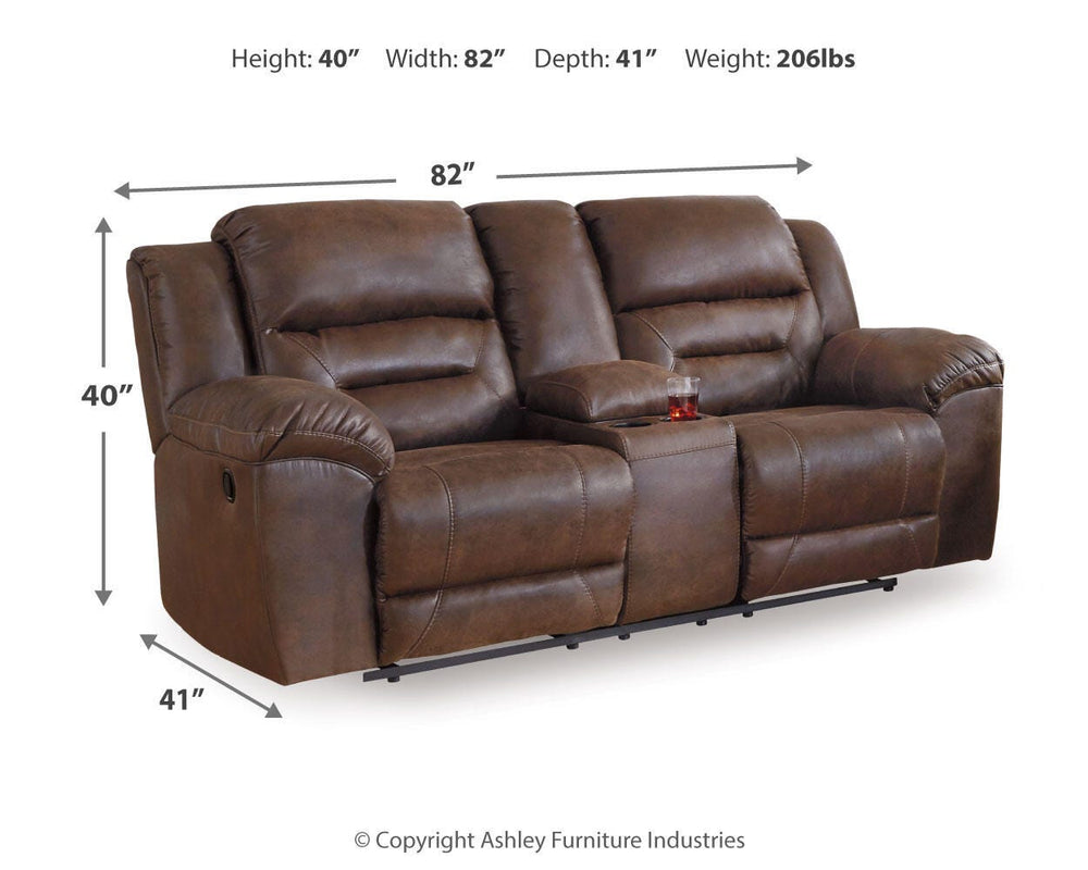 Stoneland Reclining Loveseat with Console - Dark Brown (4)