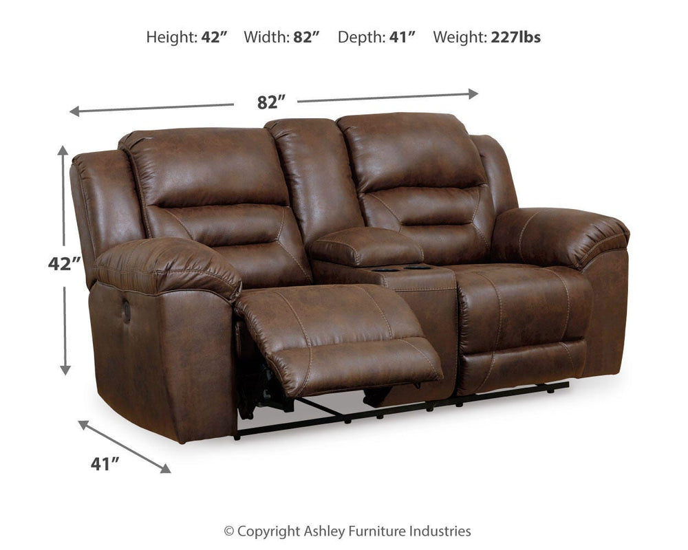 Stoneland Power Reclining Loveseat with Console - Dark Brown (4)