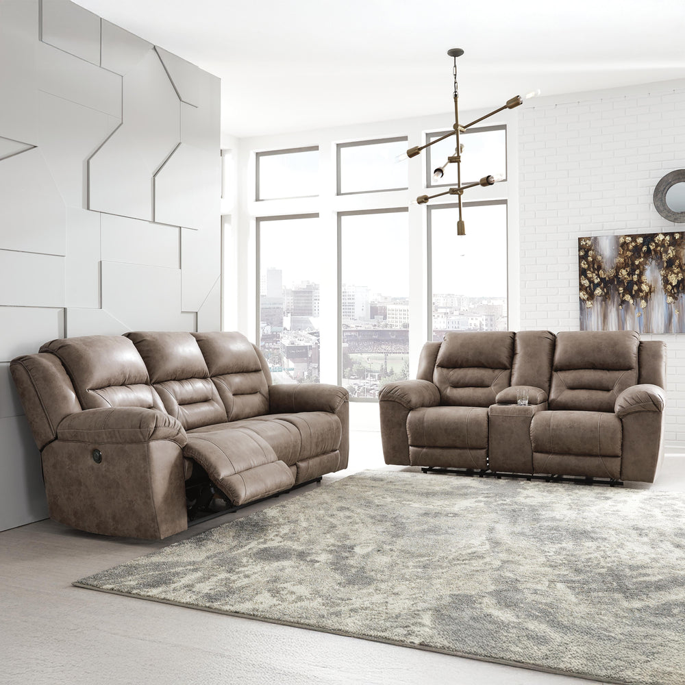 Stoneland Reclining Sofa - Light Brown (6)