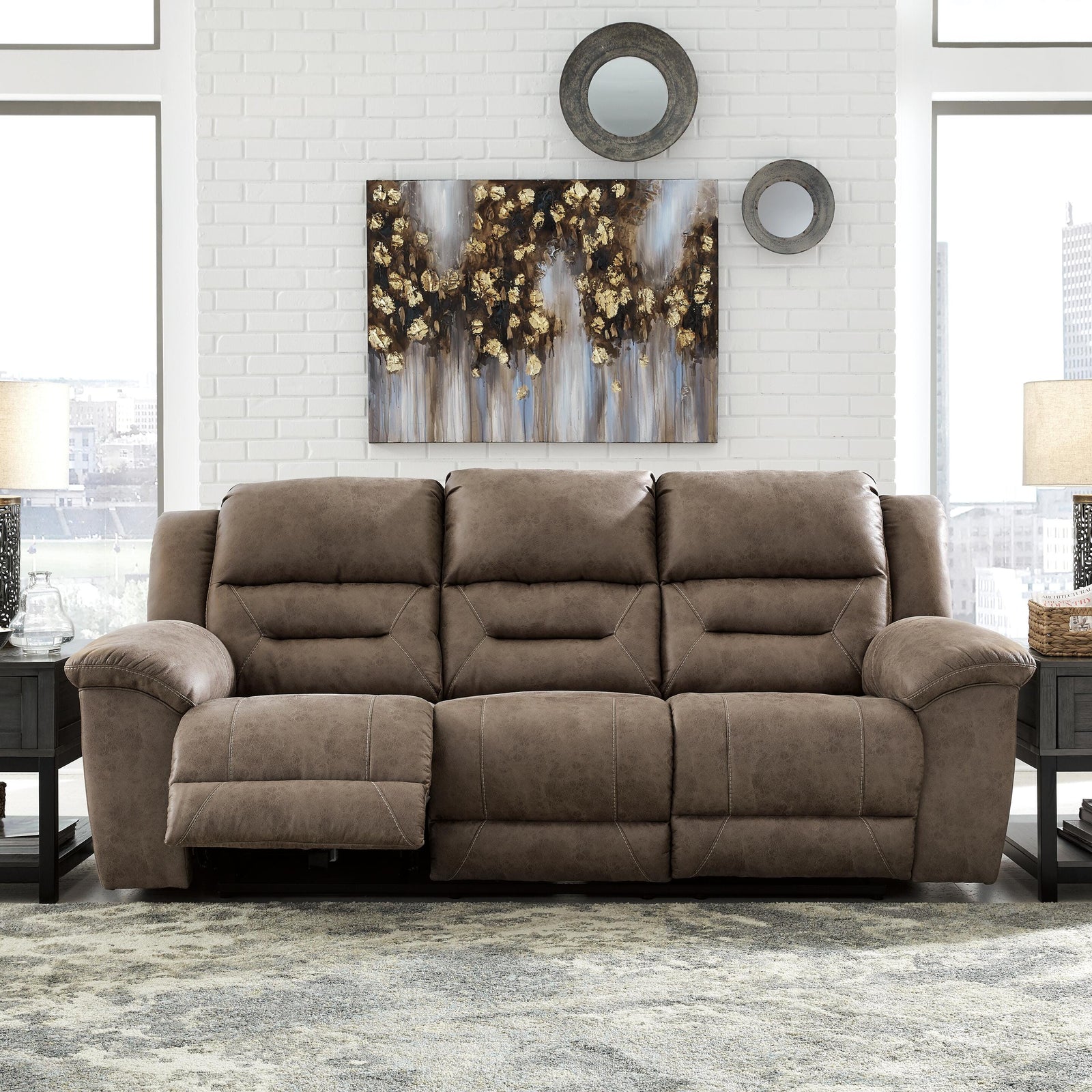 Stoneland Power Reclining Sofa - Light Brown (2)