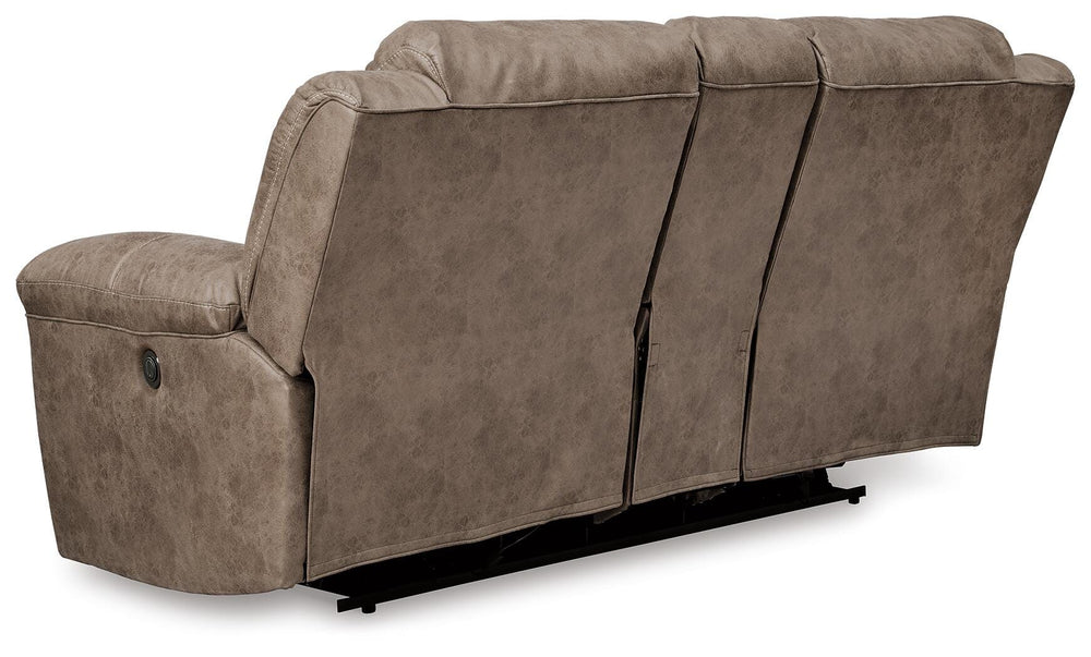 Stoneland Reclining Loveseat with Console - Light Brown (5)