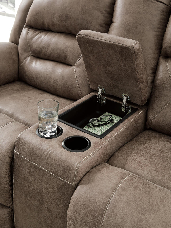 Stoneland Power Reclining Loveseat with Console - Light Brown (6)