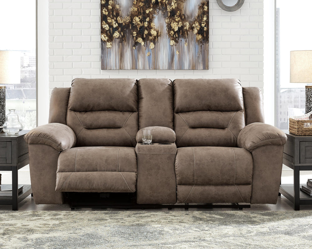 Stoneland Power Reclining Loveseat with Console - Light Brown (2)