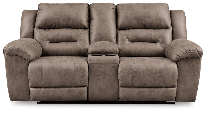 Stoneland Power Reclining Loveseat with Console - Light Brown (3)