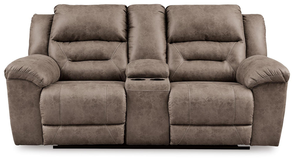 Stoneland Power Reclining Loveseat with Console - Light Brown (3)