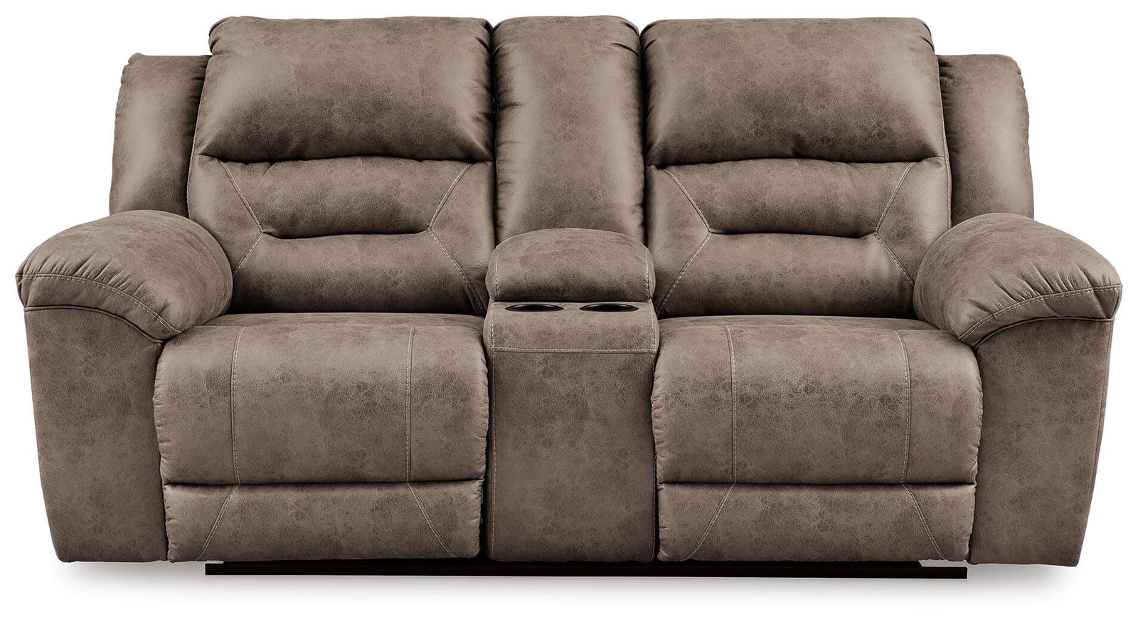 Stoneland Reclining Loveseat with Console - Light Brown (2)