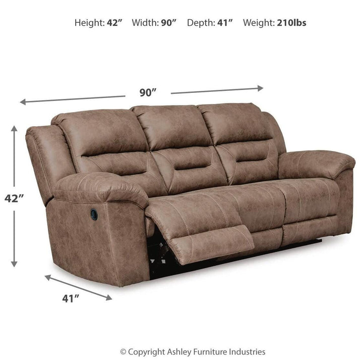Stoneland Reclining Sofa - Light Brown (4)