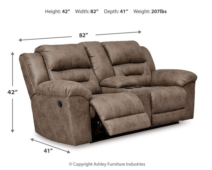 Stoneland Reclining Loveseat with Console - Light Brown (6)