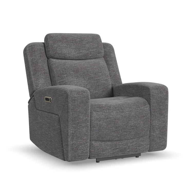 Ridge Fabric Power Recliner with Power Headrest in Granite