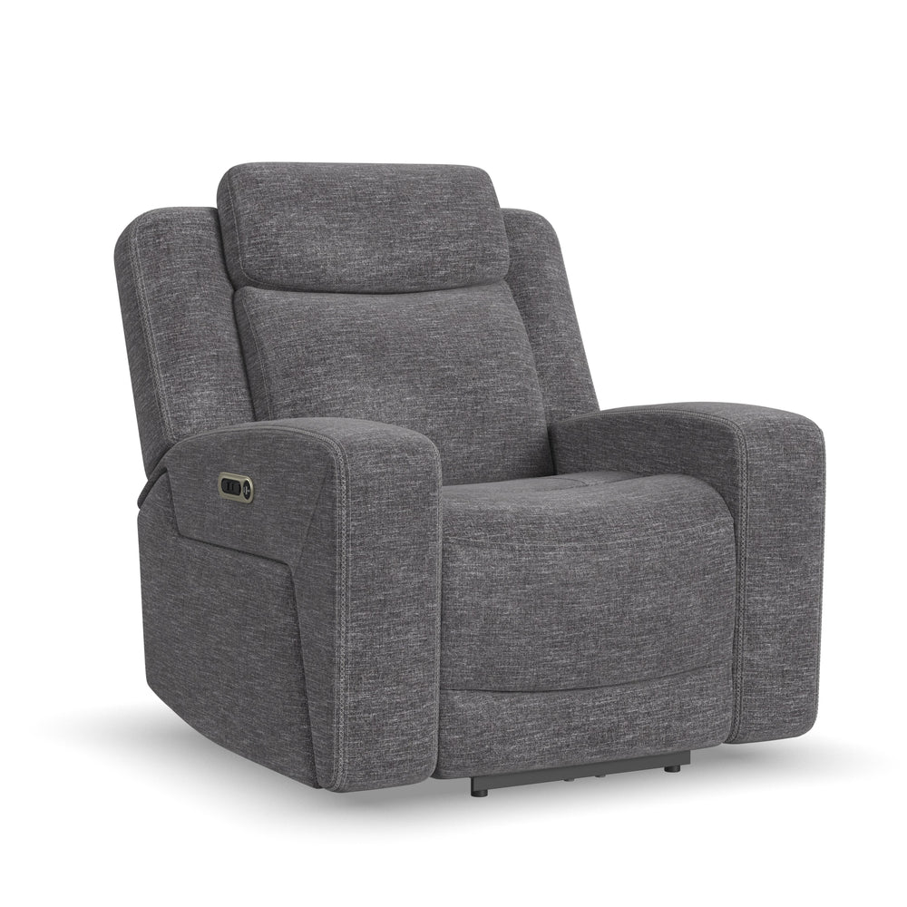 Ridge Fabric Power Recliner with Power Headrest in Granite