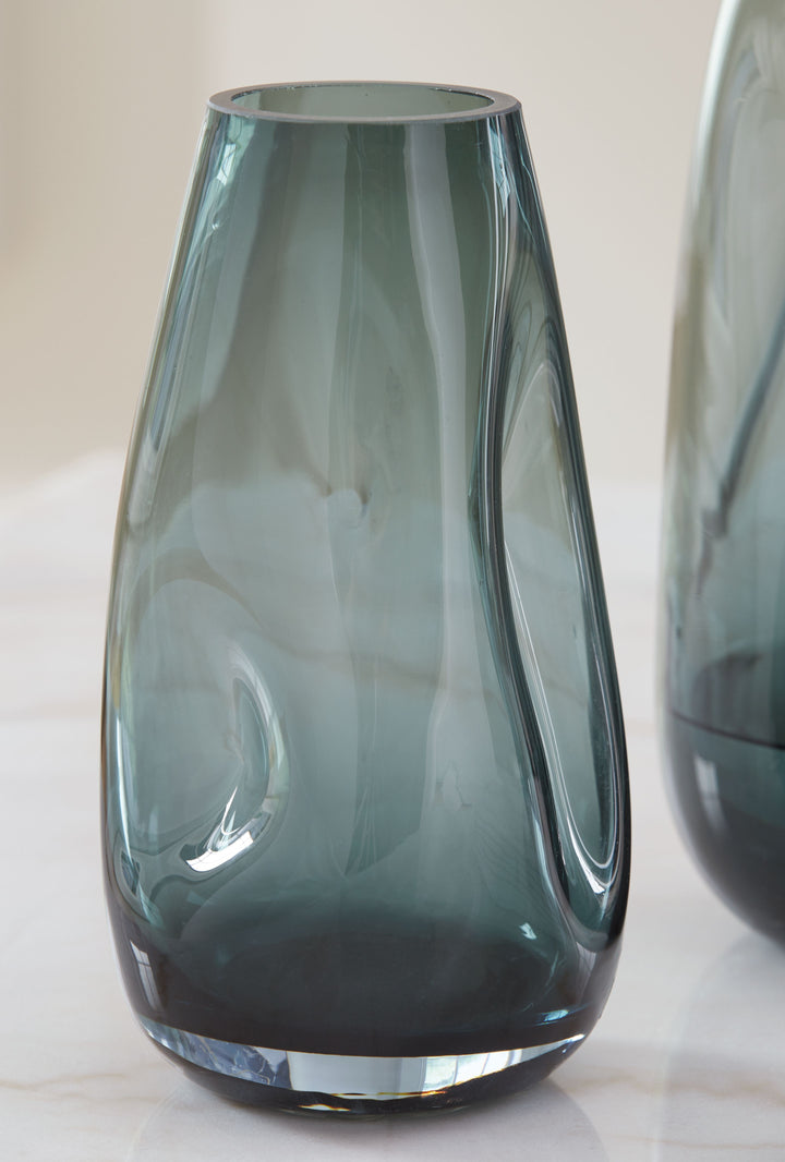 Beamund - Vase (Set of 2) - 9" - Teal Blue