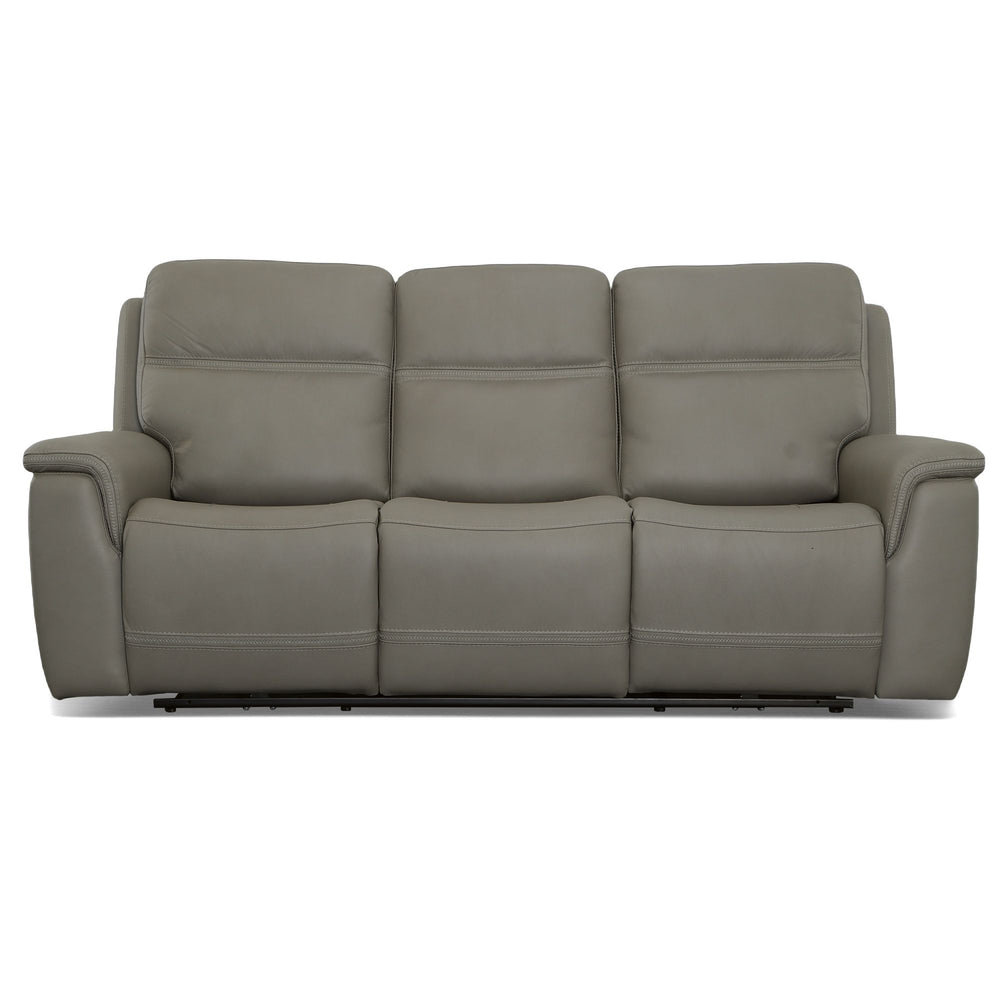 Sawyer Leather Power Reclining Sofa with Power Headrests & Lumbar in Grey